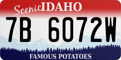 ID license plate 7B6072W