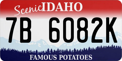 ID license plate 7B6082K