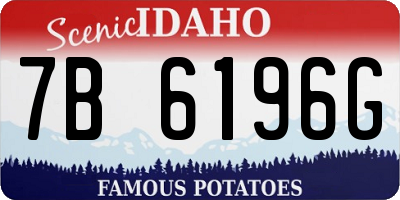 ID license plate 7B6196G