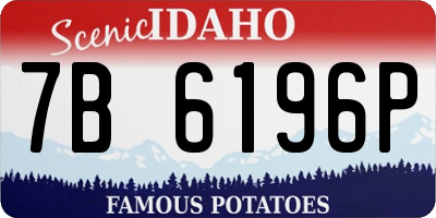 ID license plate 7B6196P