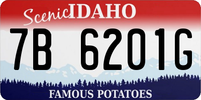 ID license plate 7B6201G