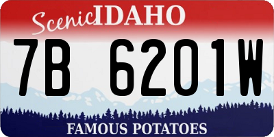 ID license plate 7B6201W