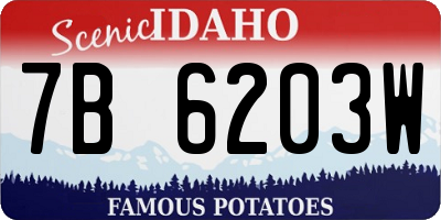 ID license plate 7B6203W