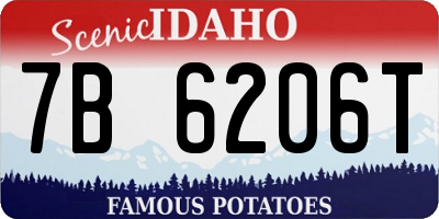 ID license plate 7B6206T