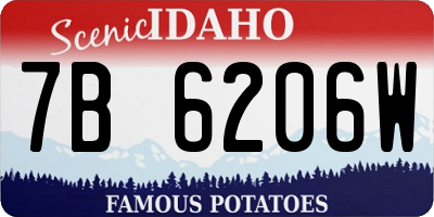 ID license plate 7B6206W