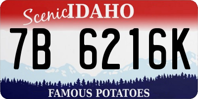 ID license plate 7B6216K