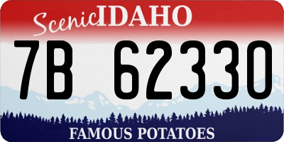 ID license plate 7B6233O