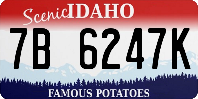 ID license plate 7B6247K