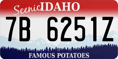 ID license plate 7B6251Z