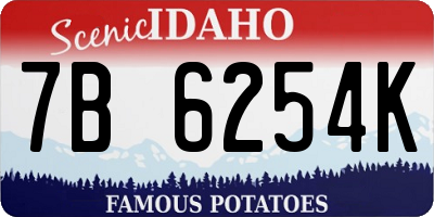 ID license plate 7B6254K