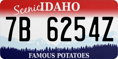 ID license plate 7B6254Z