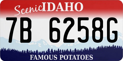 ID license plate 7B6258G