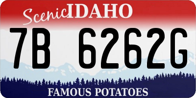ID license plate 7B6262G