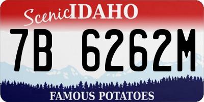 ID license plate 7B6262M