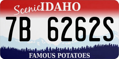 ID license plate 7B6262S