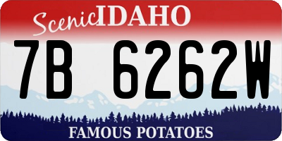 ID license plate 7B6262W