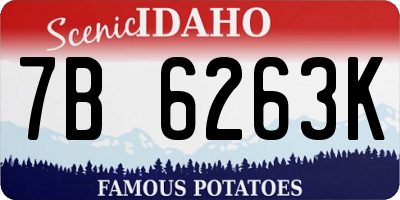 ID license plate 7B6263K