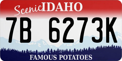ID license plate 7B6273K