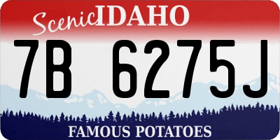 ID license plate 7B6275J