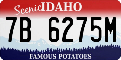 ID license plate 7B6275M