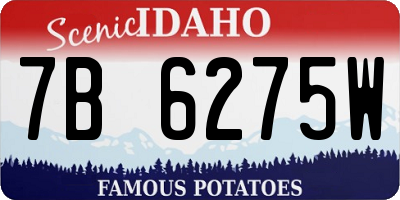 ID license plate 7B6275W
