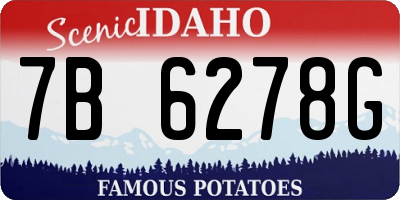 ID license plate 7B6278G