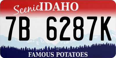 ID license plate 7B6287K