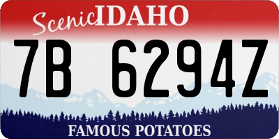 ID license plate 7B6294Z