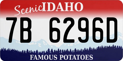 ID license plate 7B6296D