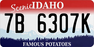 ID license plate 7B6307K