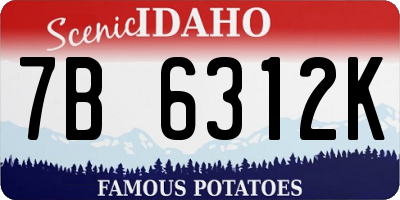 ID license plate 7B6312K