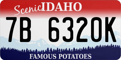 ID license plate 7B6320K