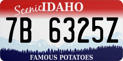 ID license plate 7B6325Z
