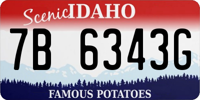 ID license plate 7B6343G