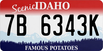 ID license plate 7B6343K