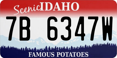 ID license plate 7B6347W