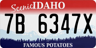 ID license plate 7B6347X