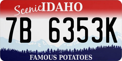 ID license plate 7B6353K