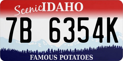 ID license plate 7B6354K