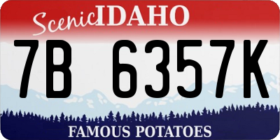 ID license plate 7B6357K