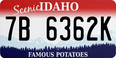 ID license plate 7B6362K