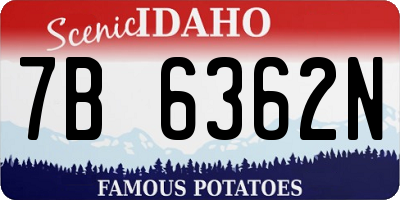 ID license plate 7B6362N