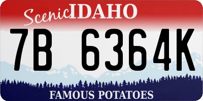 ID license plate 7B6364K