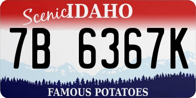ID license plate 7B6367K