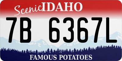 ID license plate 7B6367L