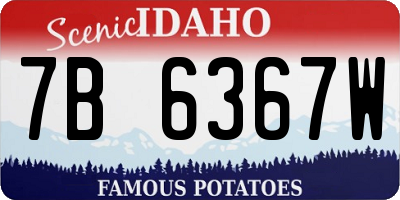 ID license plate 7B6367W