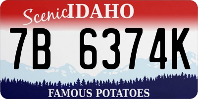 ID license plate 7B6374K