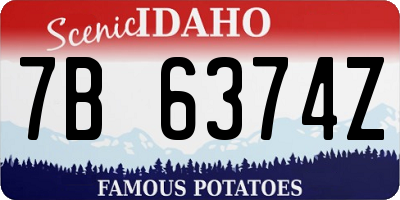 ID license plate 7B6374Z