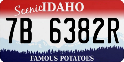 ID license plate 7B6382R