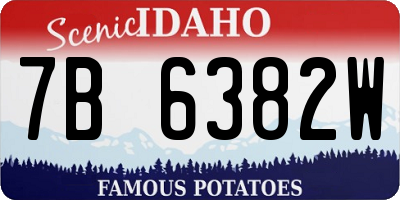 ID license plate 7B6382W